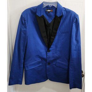 G by Guess Mens Tuxedo Jacket Suit Blue with Black Trim Size M Medium Cotton